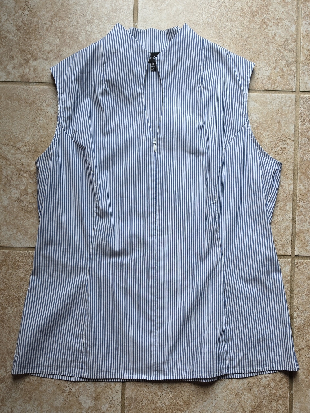 Ming Wang Sleeveless 1/4 Zip Blouse